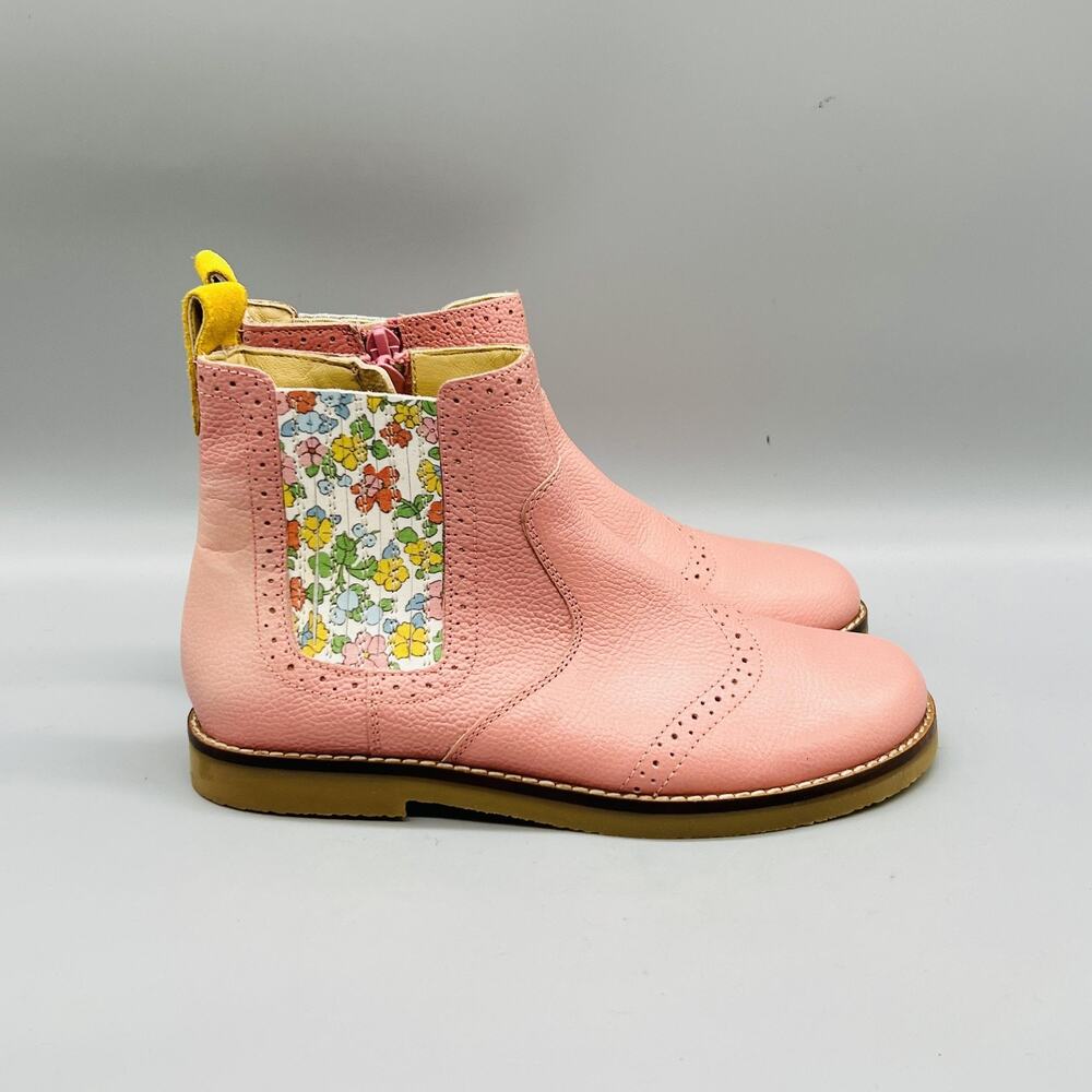 Mini Boden Pink Floral-Panel Ankle Boots